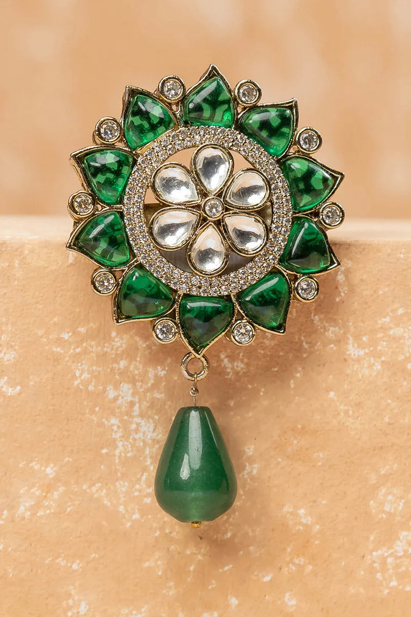 Brooch With Crystal Encrusted At Centre