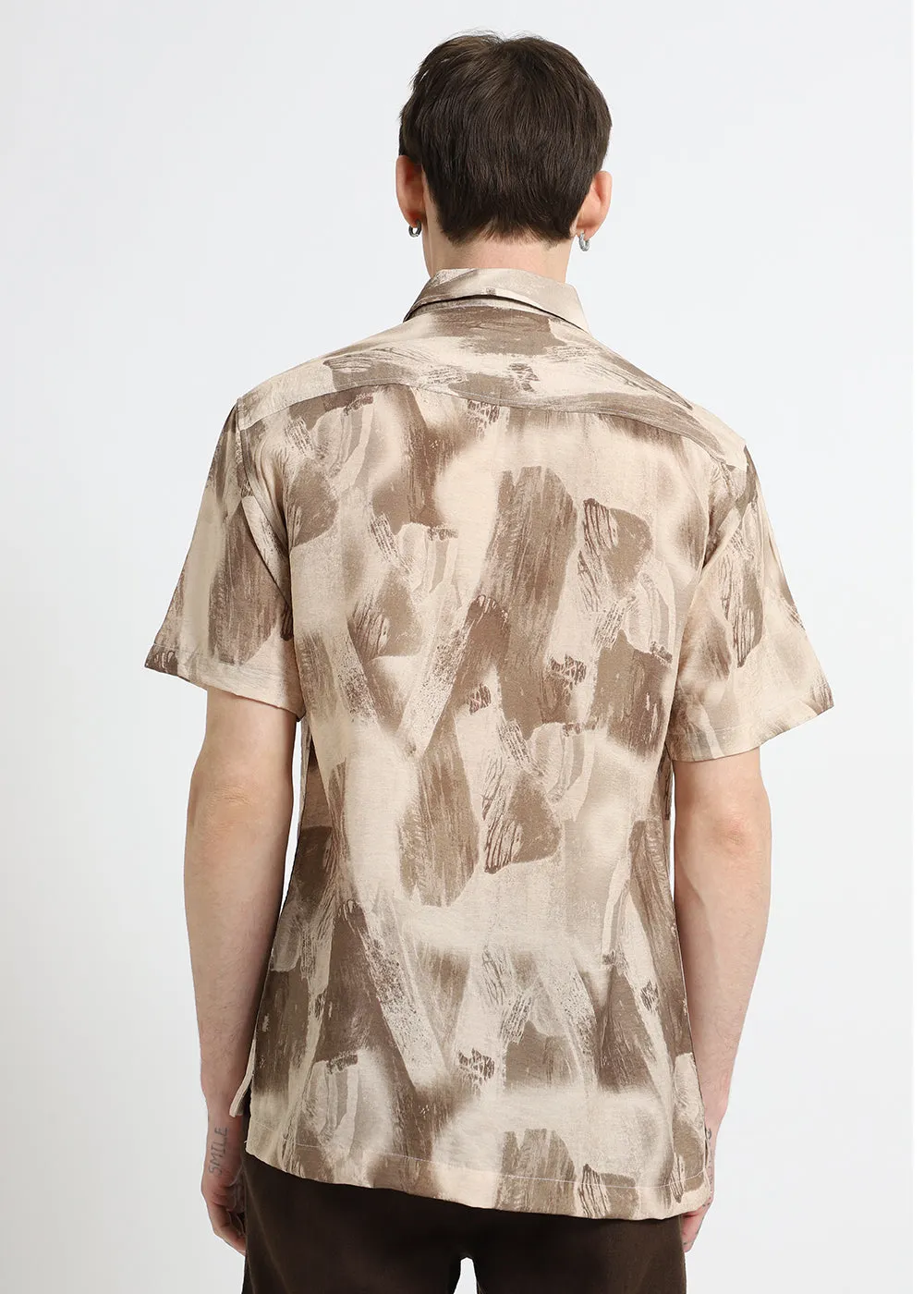 Brown Soft Stroke Printed Shirt