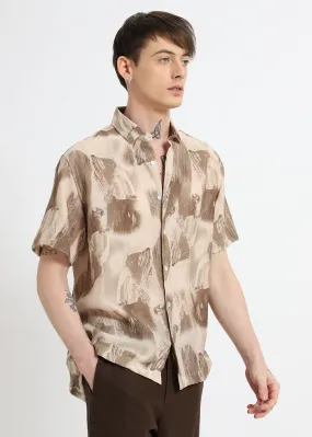 Brown Soft Stroke Printed Shirt