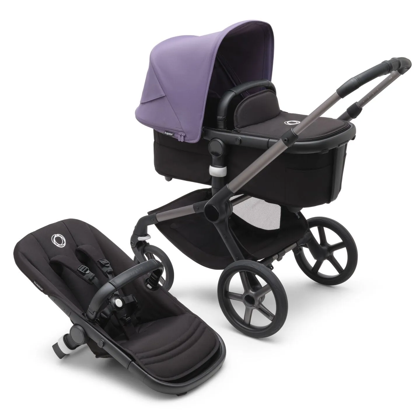 Bugaboo Fox 5, Cloud T and Base Travel System - Graphite/Midnight Black/Astro Purple