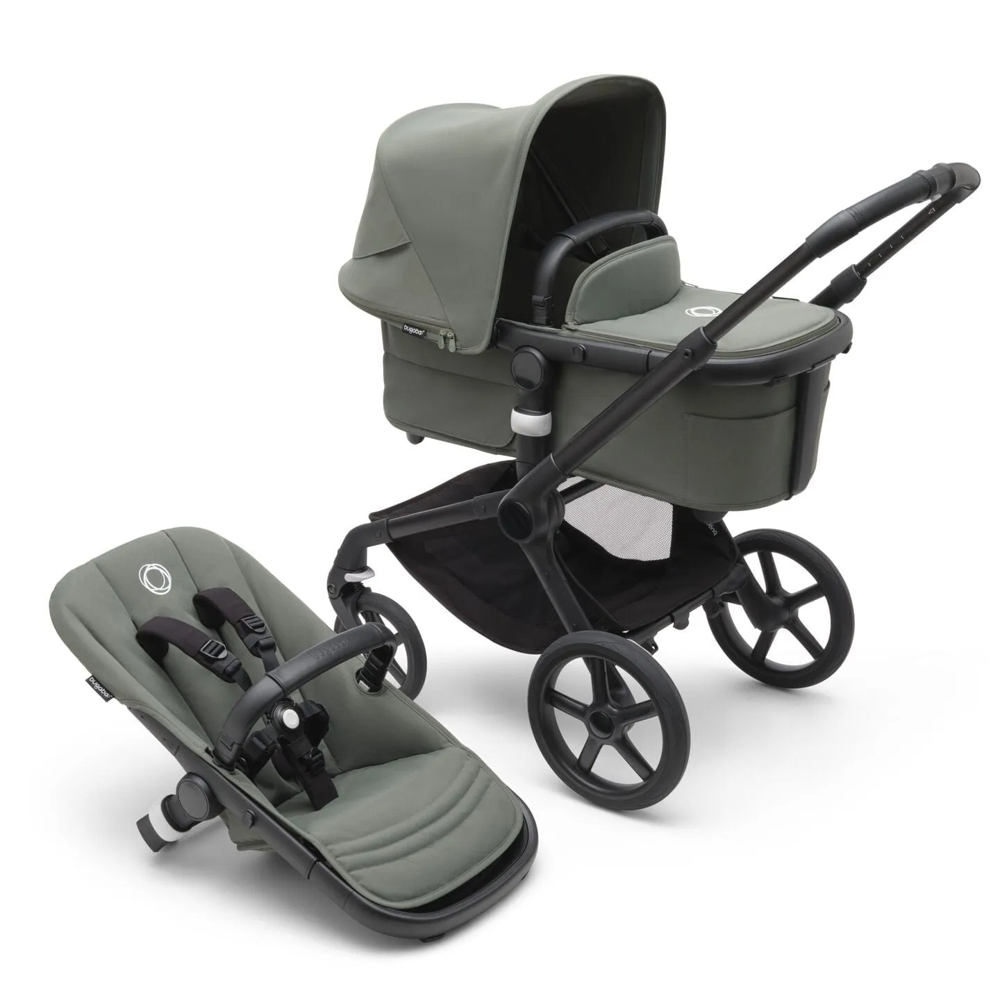 Bugaboo Fox 5, Cloud T Plus and Base Travel System - Black/Forest Green/Forest Green