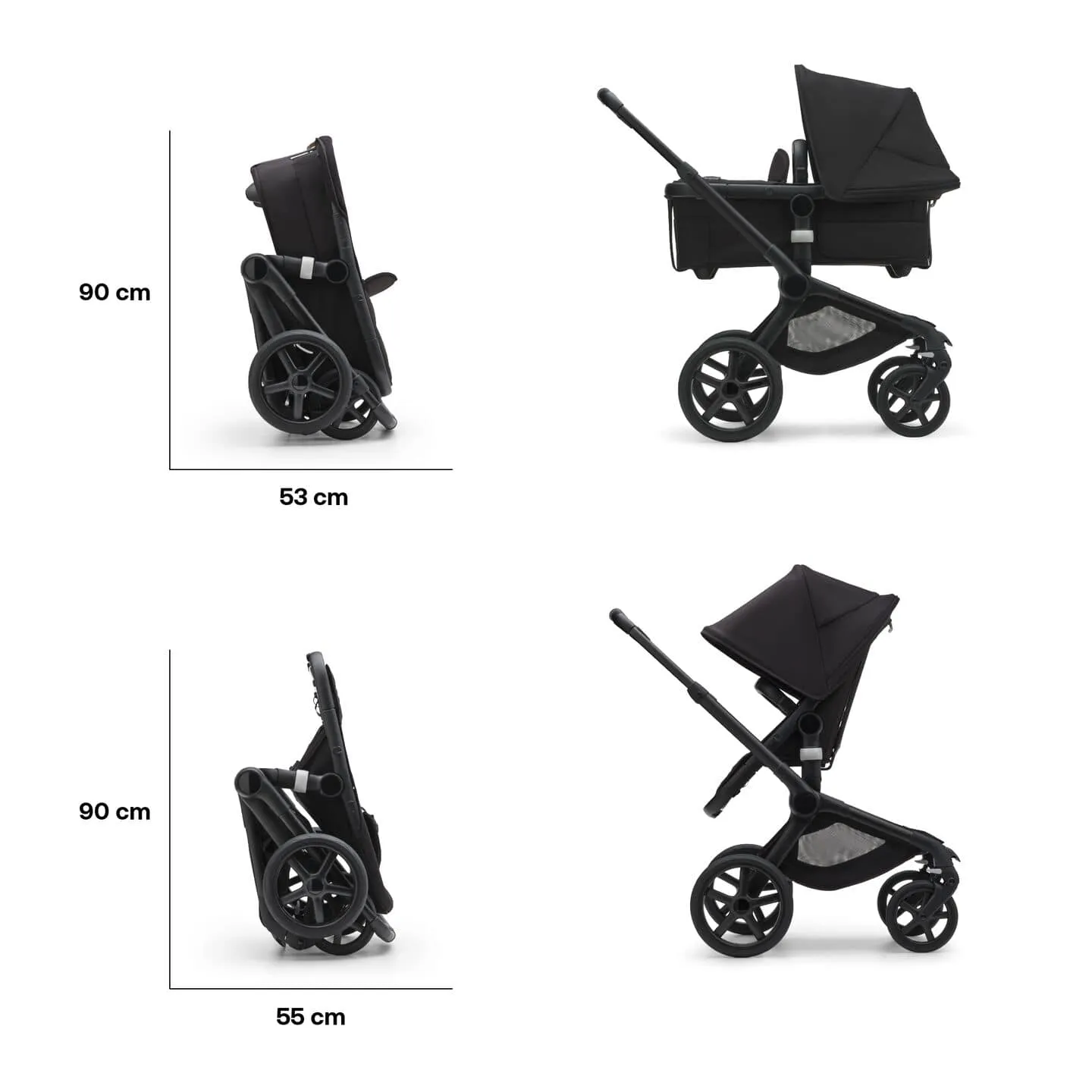 Bugaboo Fox 5, Cloud T Plus and Base Travel System - Black/Midnight Black/Midnight Black