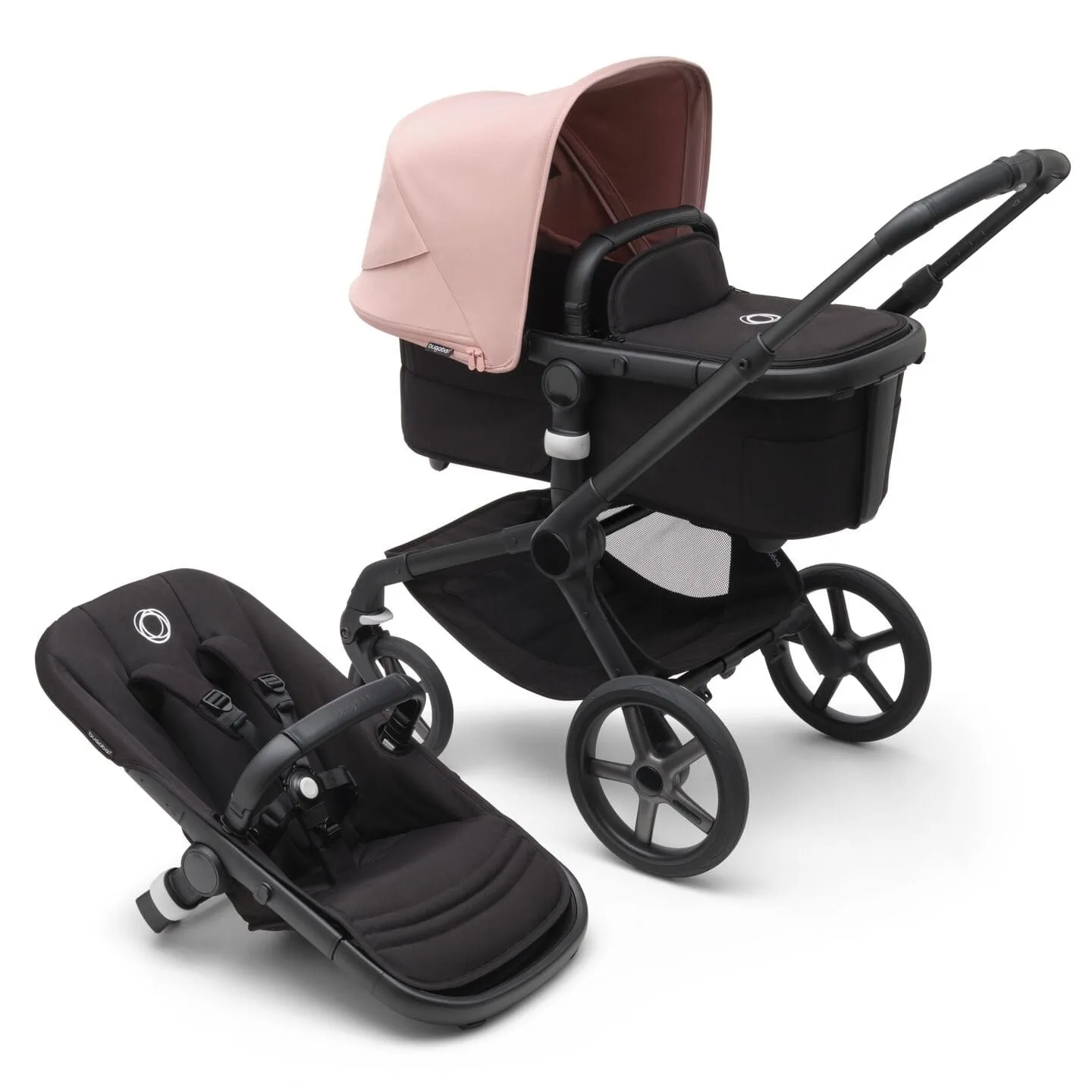 Bugaboo Fox 5, Cloud T Plus and Base Travel System - Black/Midnight Black/Morning Pink