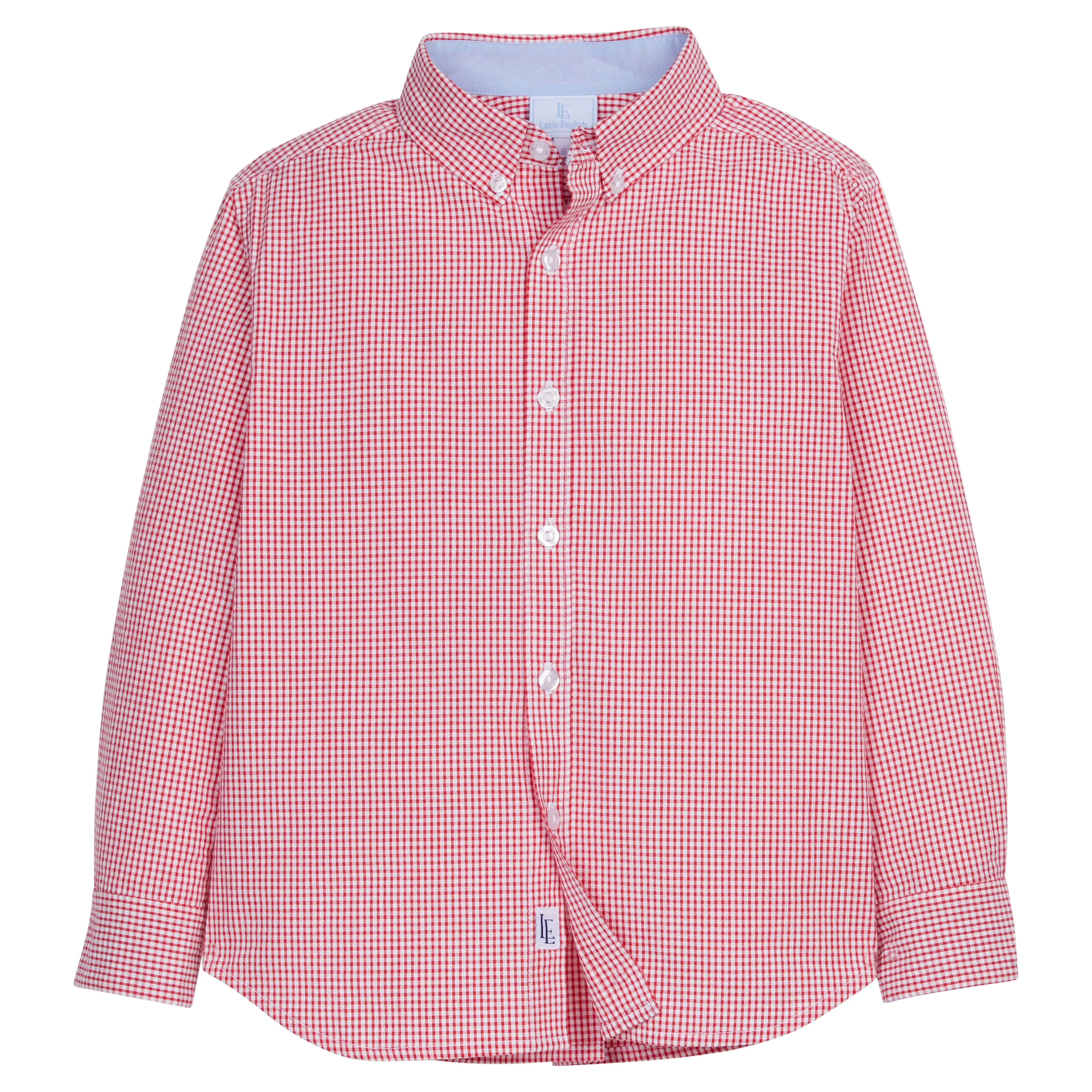 Button Down Shirt - Red Seersucker Gingham