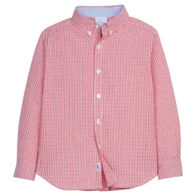 Button Down Shirt - Red Seersucker Gingham