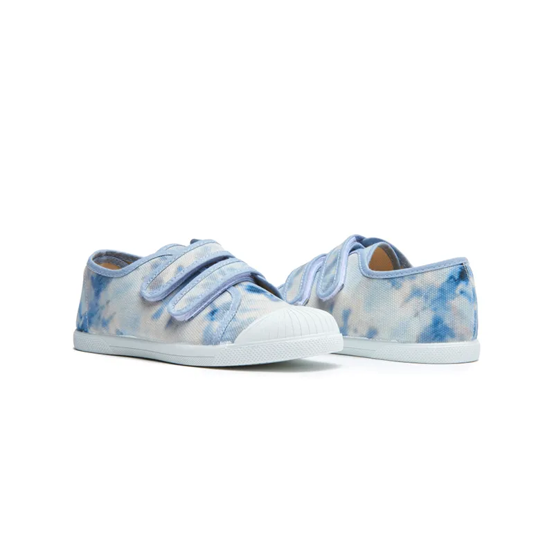 Canvas Double Sneaker in Tie Dye Blue