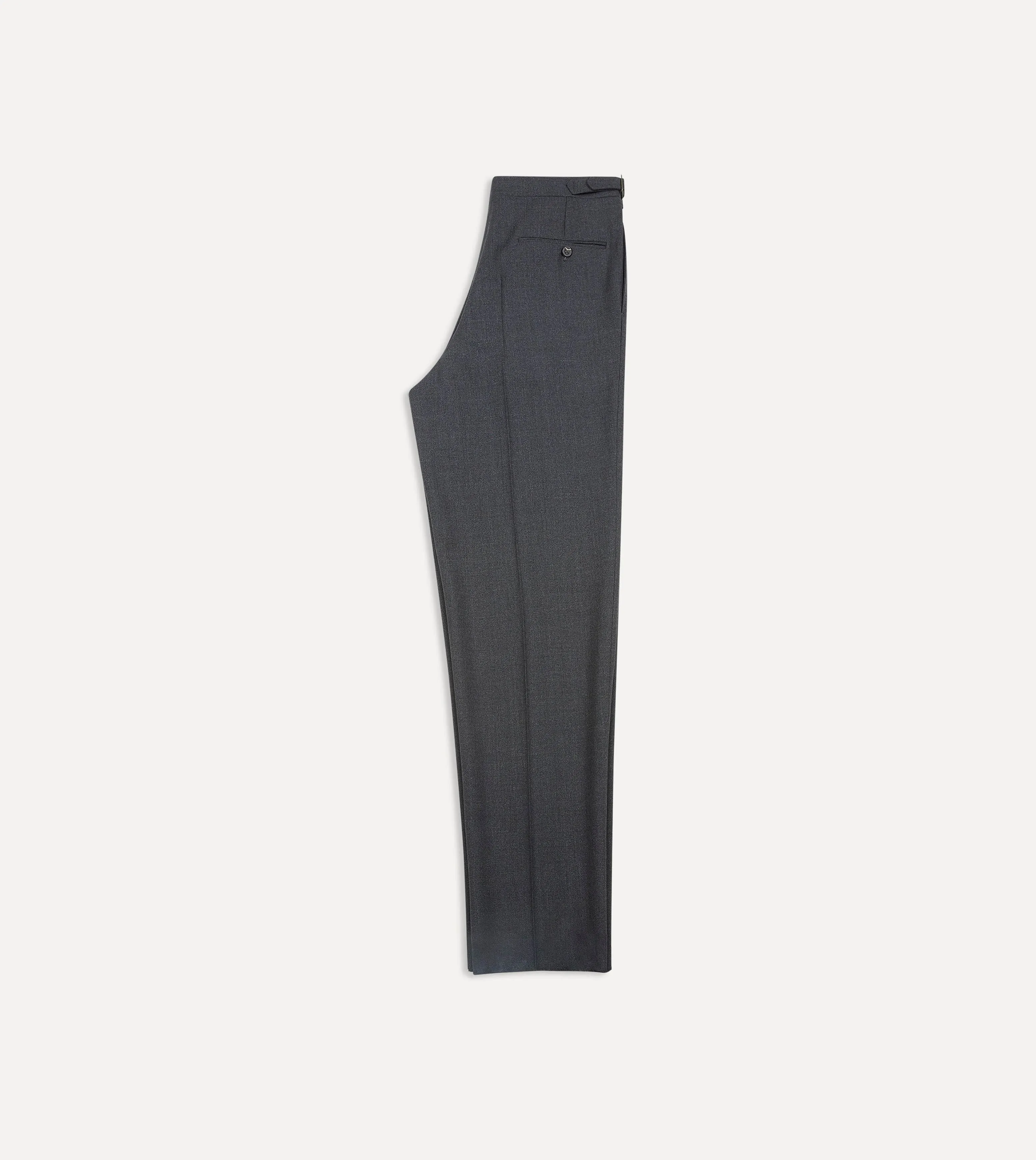 Charcoal Tropical Wool Single Pleat Trouser