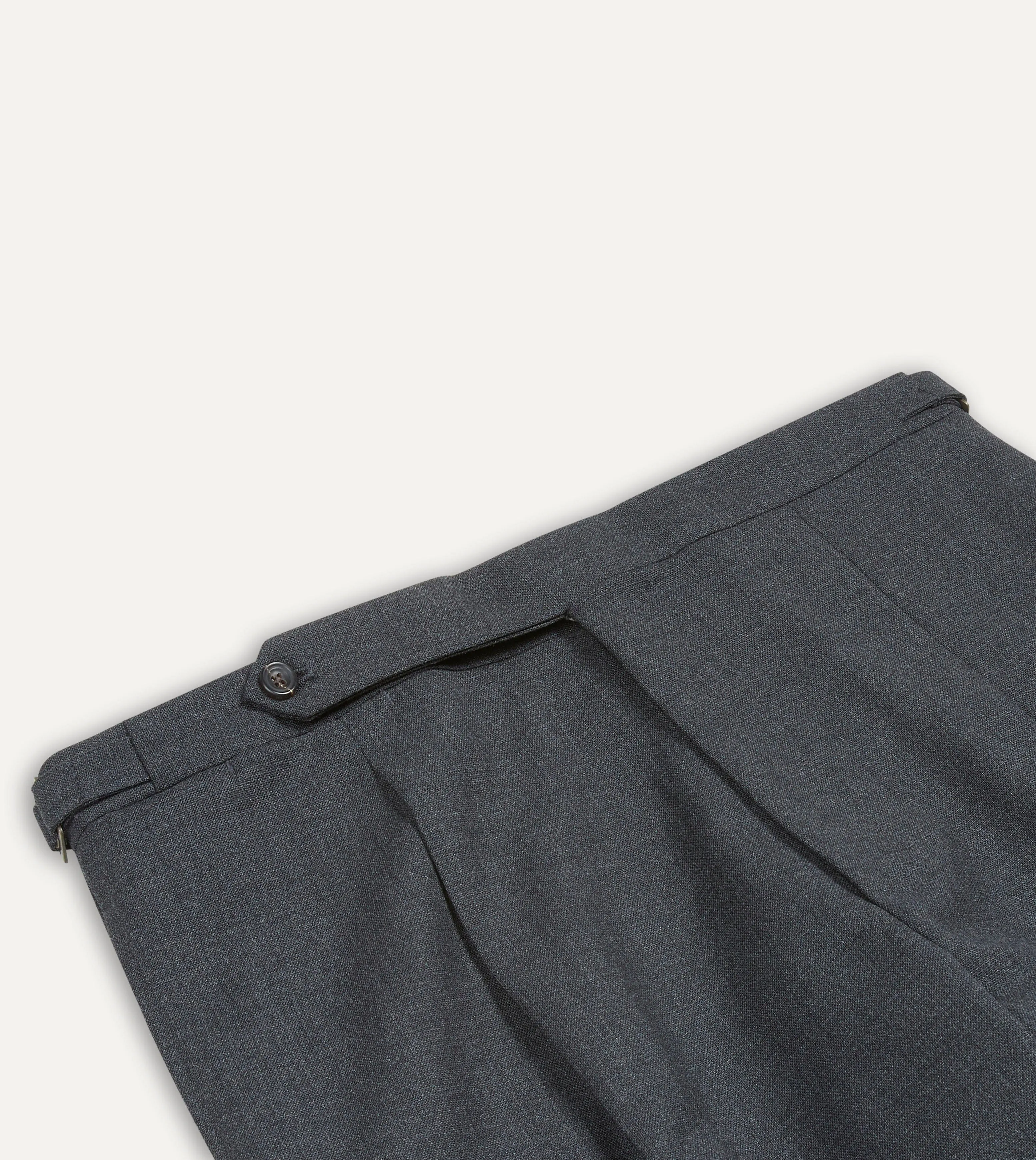 Charcoal Tropical Wool Single Pleat Trouser