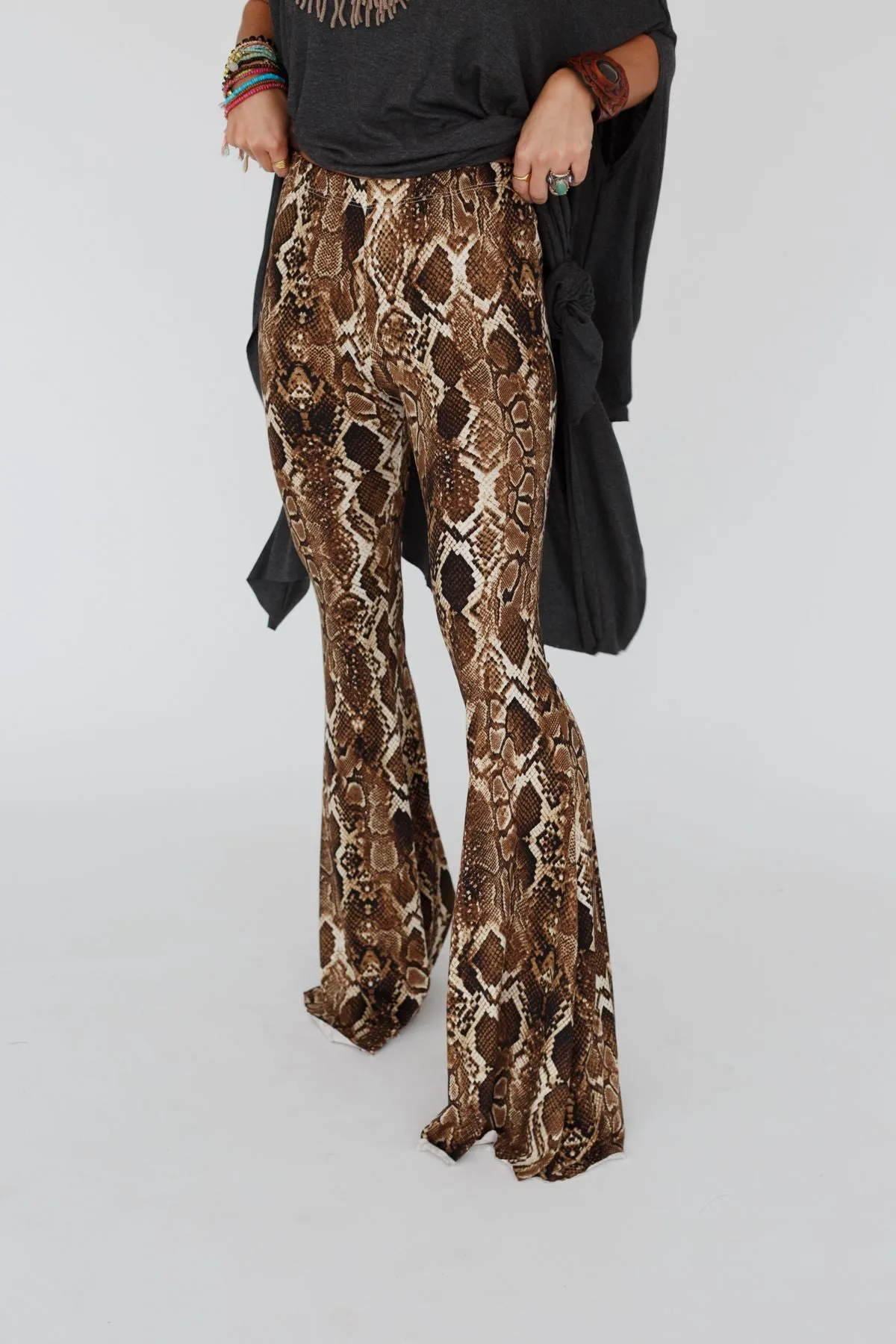 Cher Snake Flare Pants - Brown