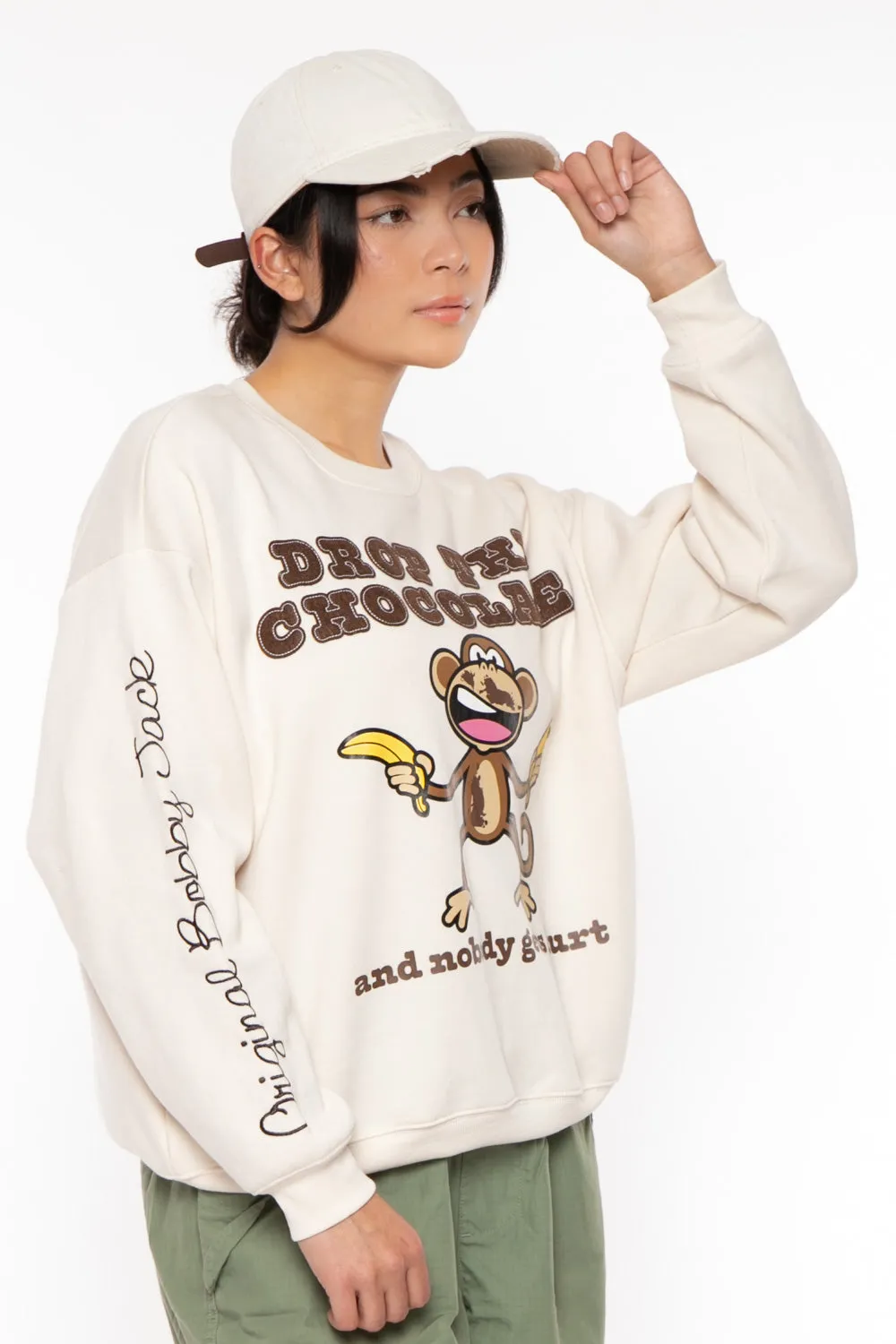 Chocolate - Bobby Jack Oversized Premium Sweatshirt - Ivory