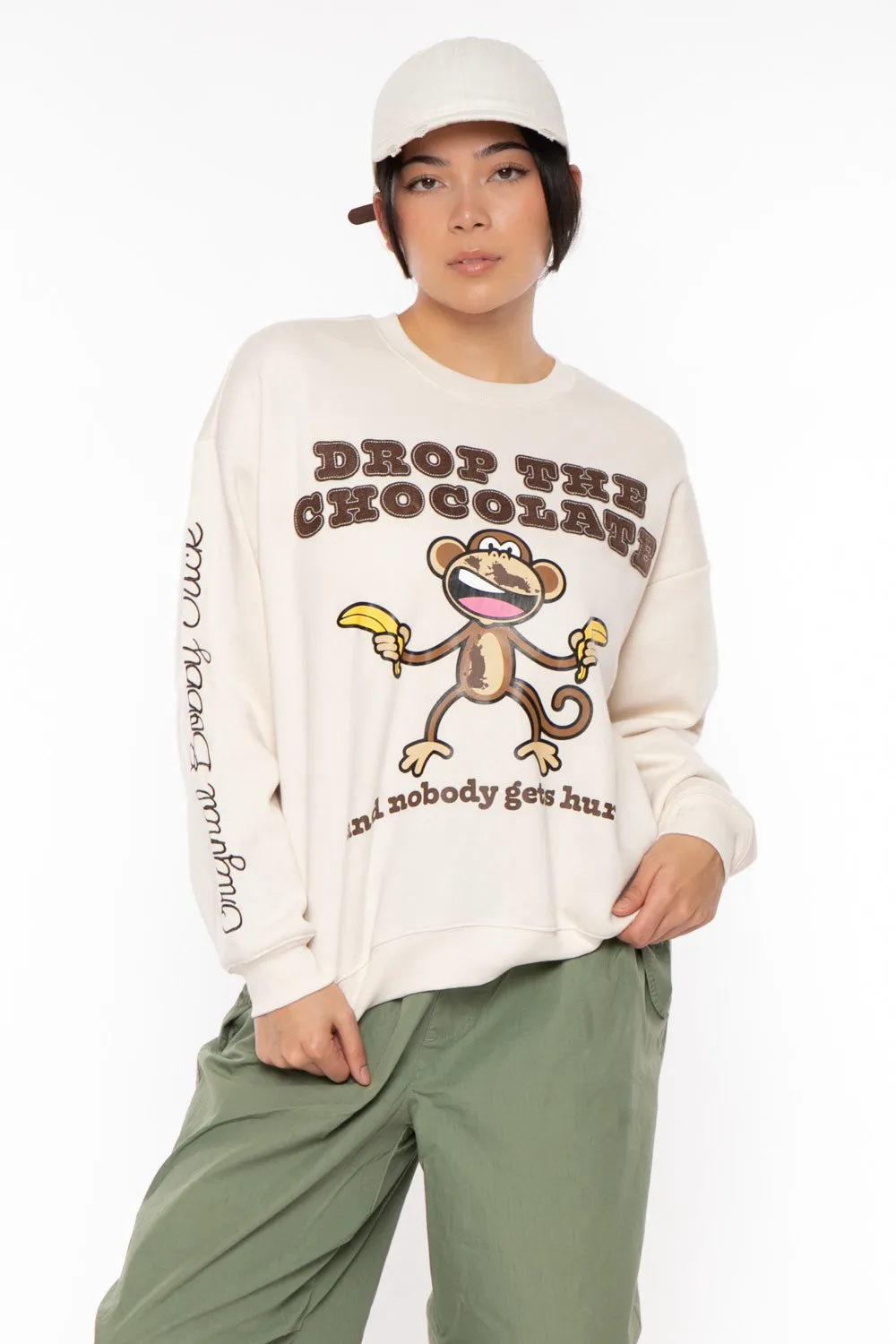 Chocolate - Bobby Jack Oversized Premium Sweatshirt - Ivory