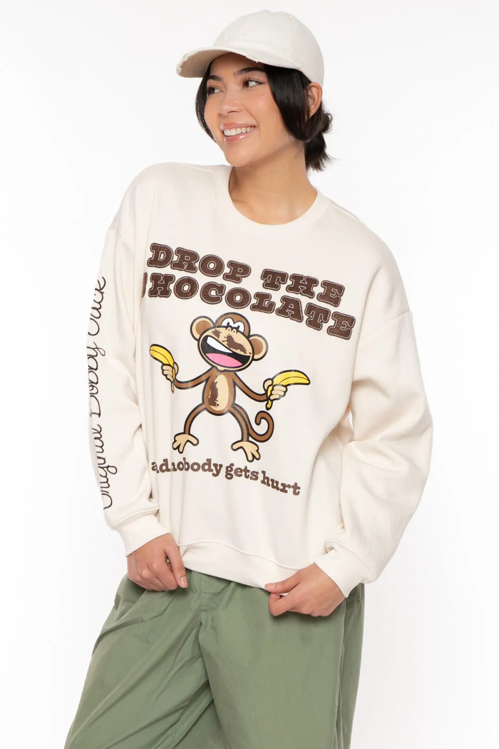 Chocolate - Bobby Jack Oversized Premium Sweatshirt - Ivory