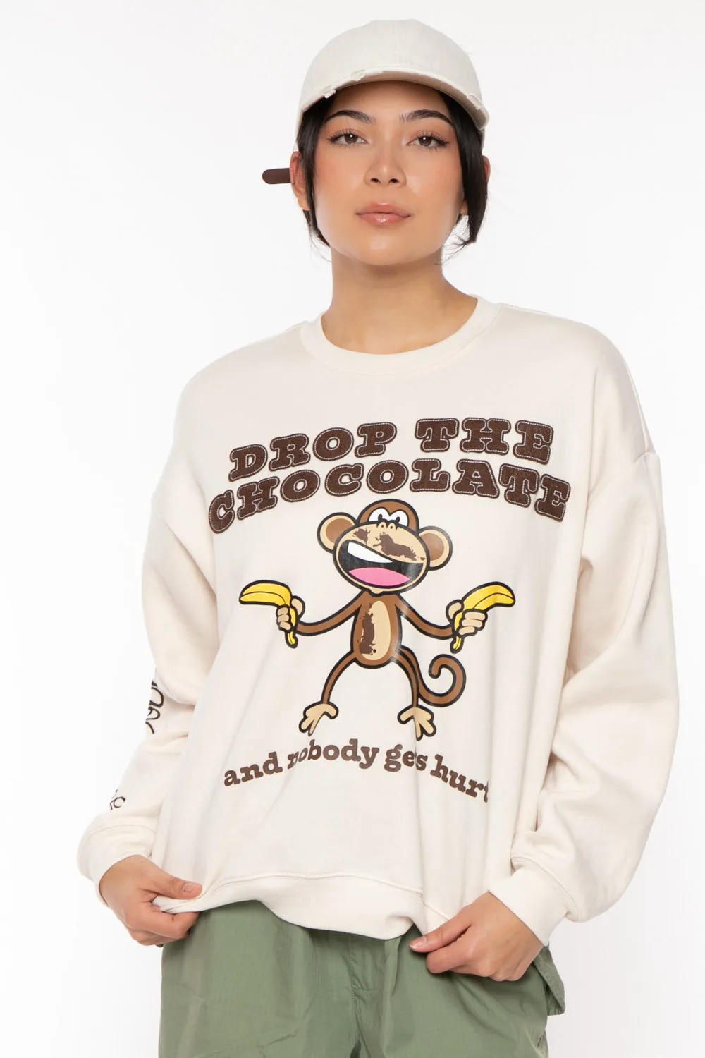 Chocolate - Bobby Jack Oversized Premium Sweatshirt - Ivory