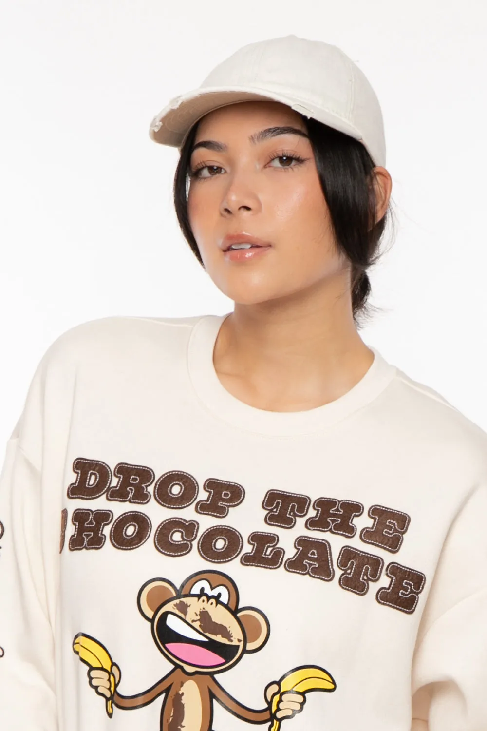 Chocolate - Bobby Jack Oversized Premium Sweatshirt - Ivory