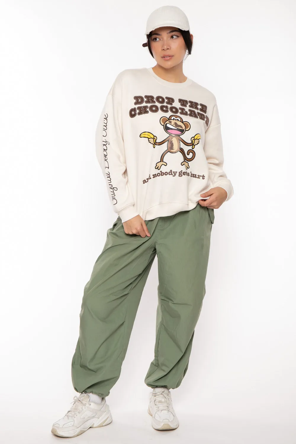 Chocolate - Bobby Jack Oversized Premium Sweatshirt - Ivory