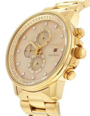 Citizen Eco-Drive Chandler Crystal Chrono - Gold-Tone Ion Plated - 200 Meter WR