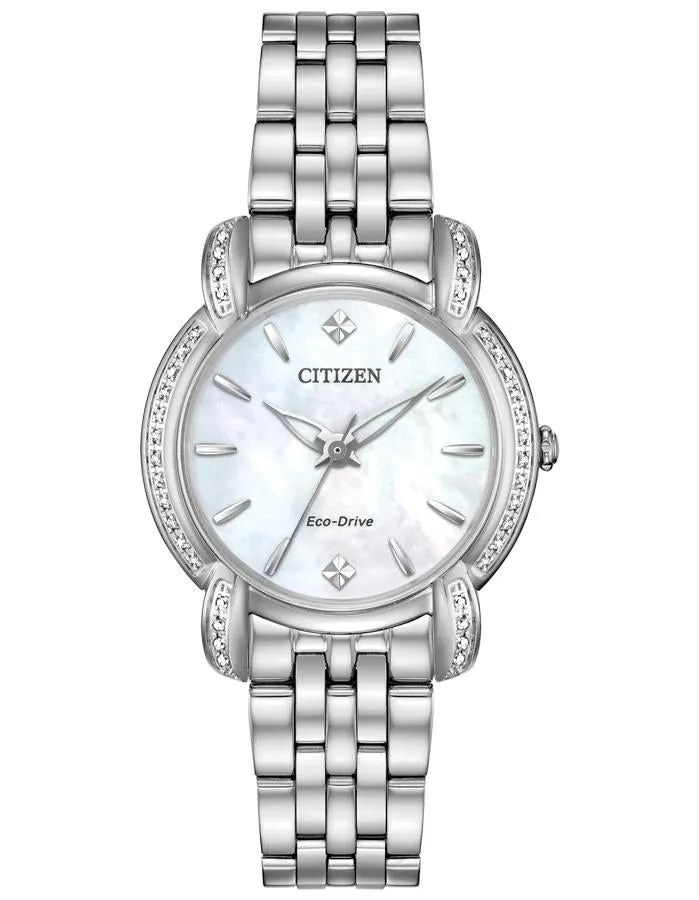 Citizen Ladies Eco-Drive Jolie Watch - Stainless - Diamond Accents - MOP Dial