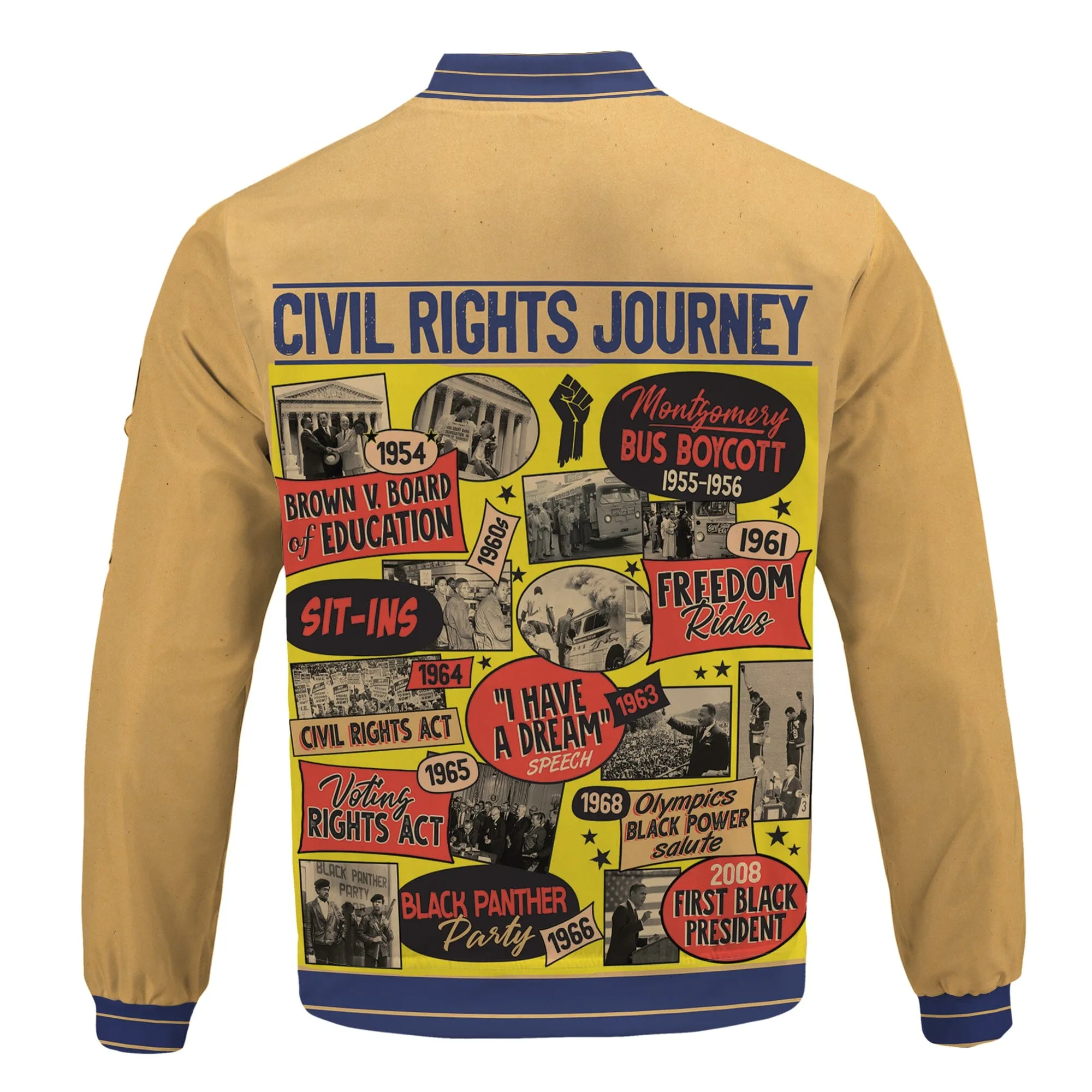 Civil Rights Events in 50s Style Bomber Jacket