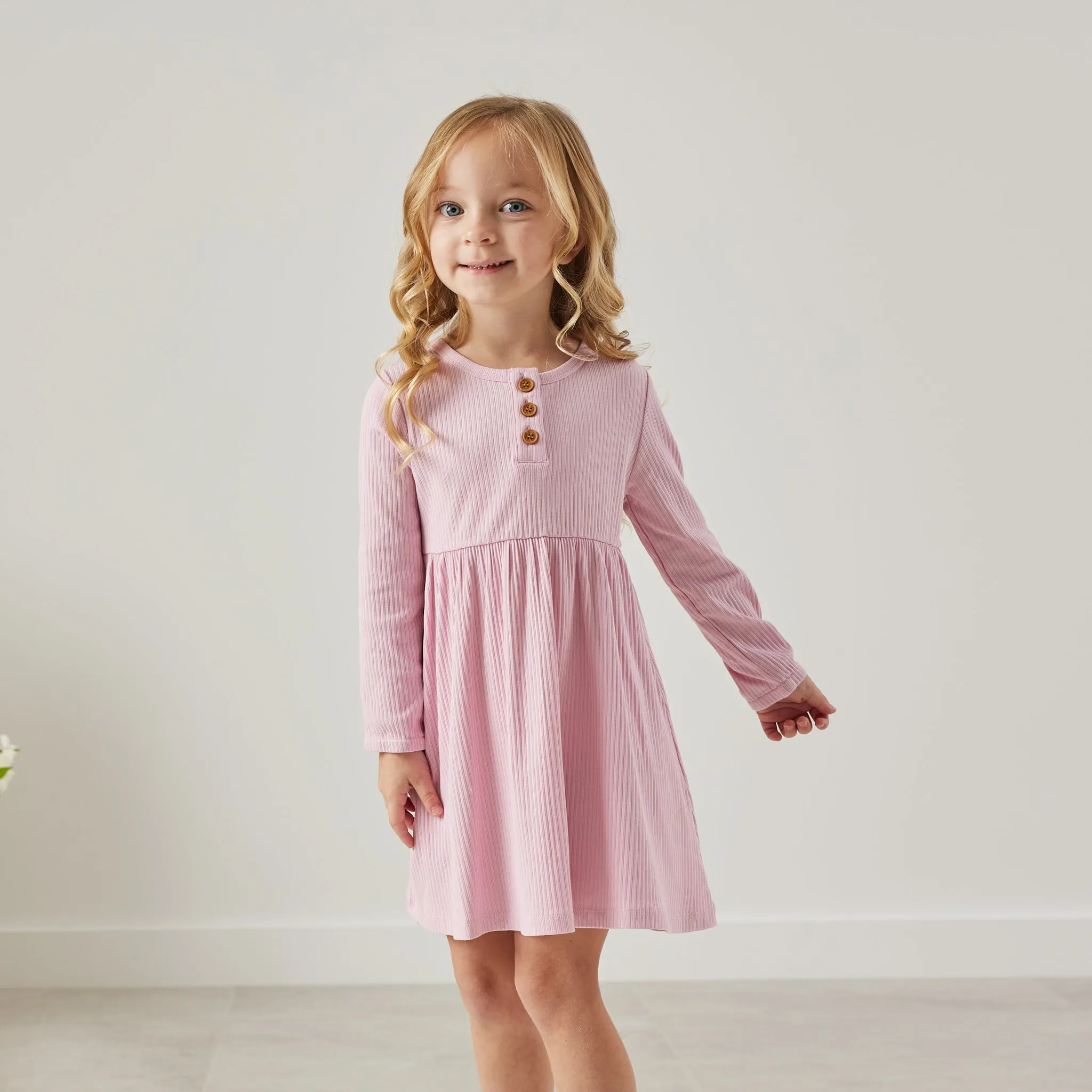 Cozy Basic LS Dress - Tulip