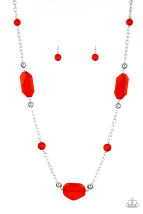 Crystal Charm Red and Silver Necklace - Paparazzi Accessories