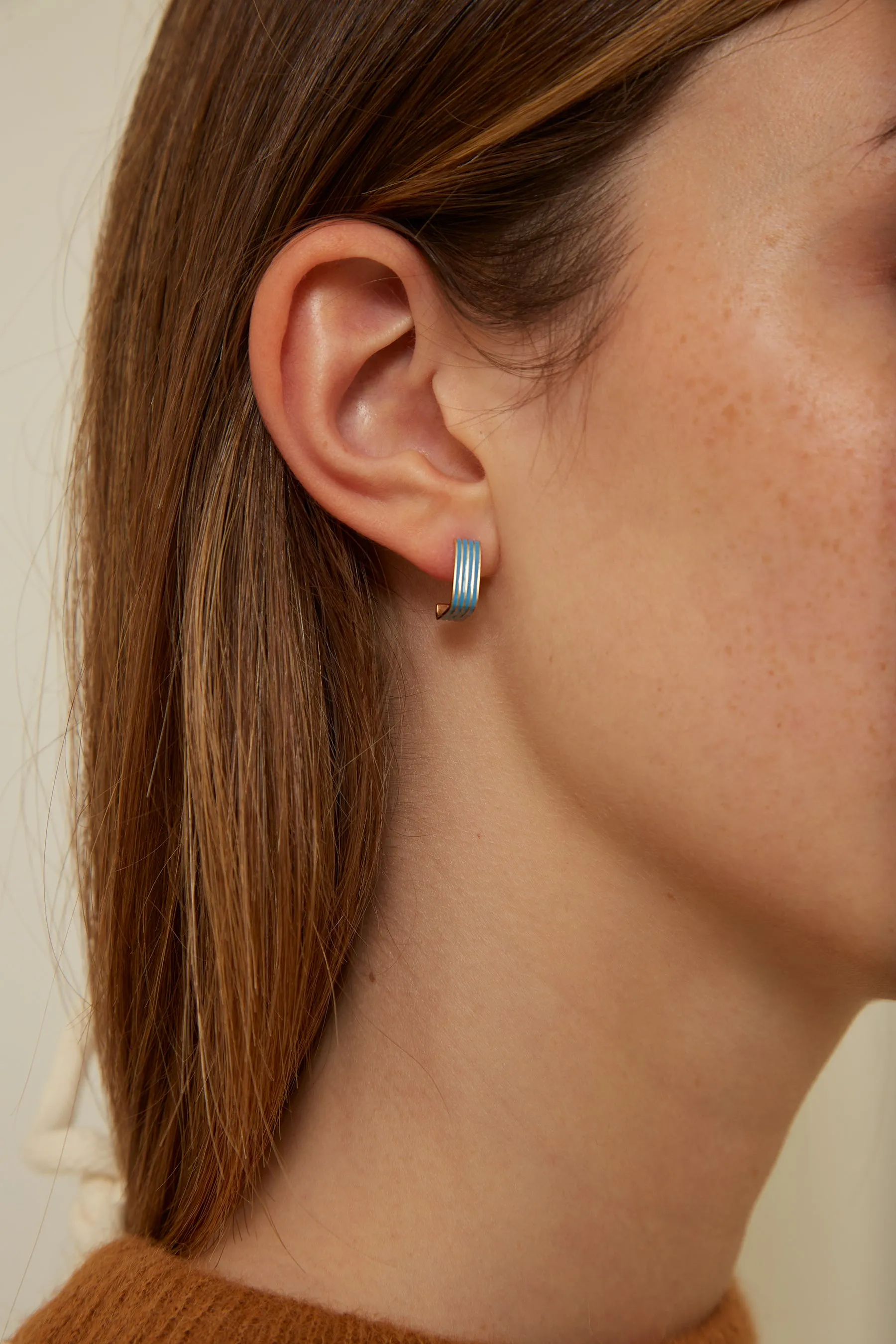 CUADRADO RAYADO BLUE EARRINGS