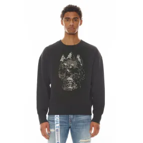 CULT OF INDIVIDUALITY FRENCH TERRY CREW NEC SWEATSHIRT CRYSTAL SKULL