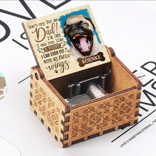 Custom Pet Dog Photo&Name Wooden Music Box Put Your Picture on Music Box