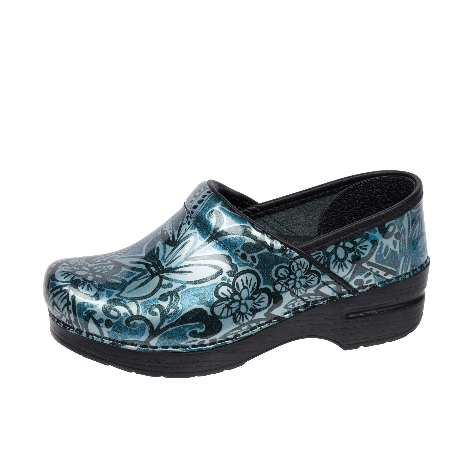 Dansko Womens Patent Professional Denim Floral