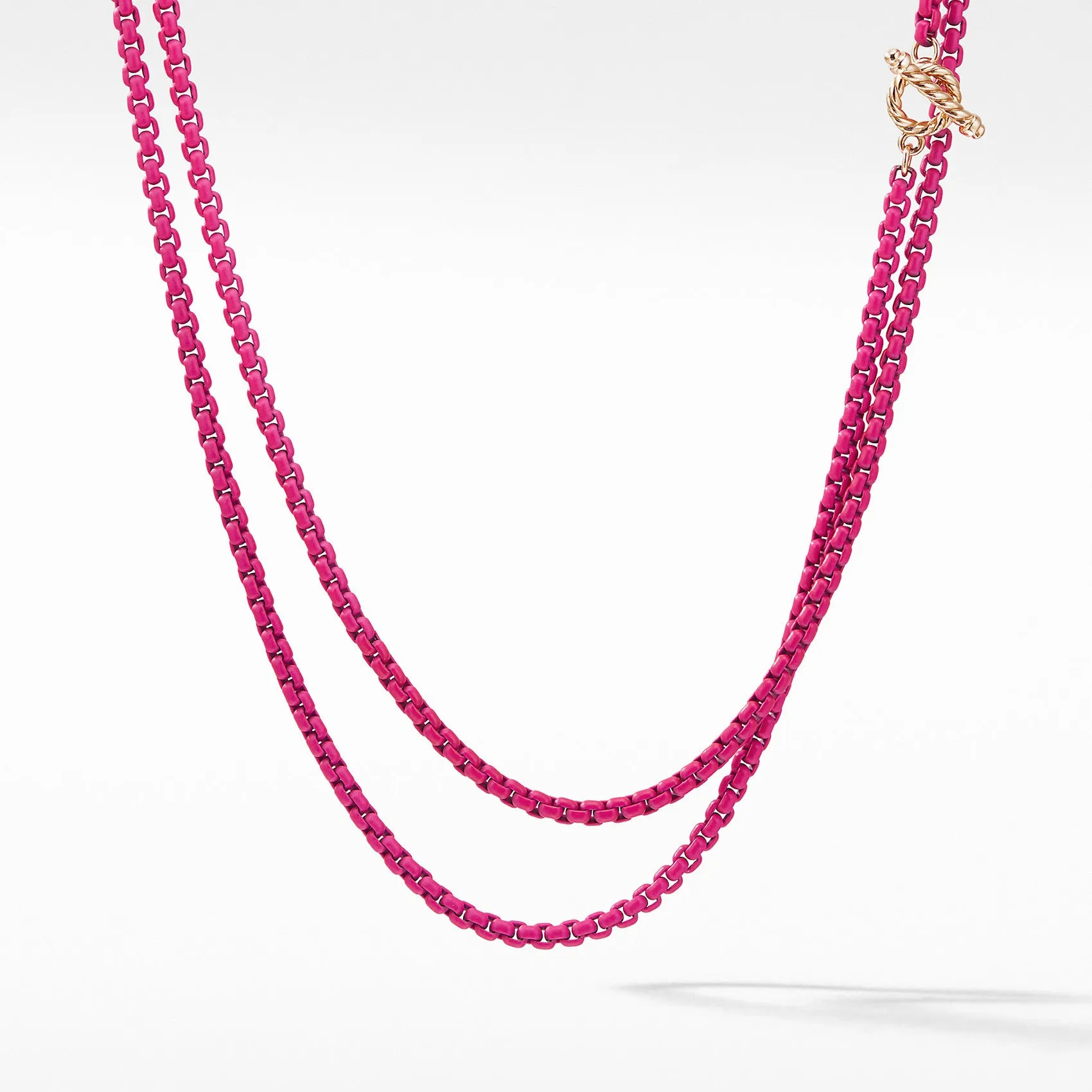 David Yurman Bel Aire Stainless Steel Coated Hot Pink Acrylic Necklace