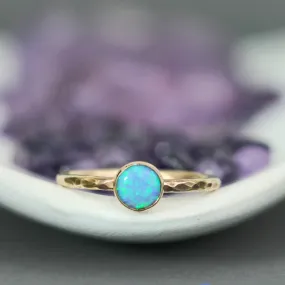 Delicate 14 K Gold Filled Blue Opal Stacking Promise Ring | Moonkist Designs