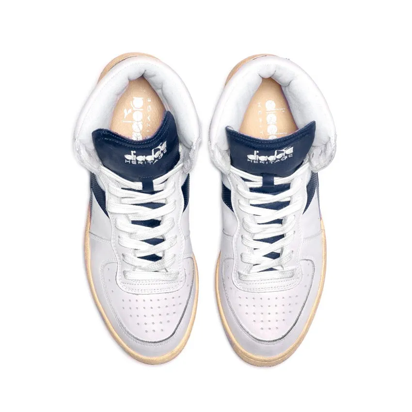 DIADORA HERITAGE SNEAKERS MI BASKET BIANCO LINGUETTA BLU