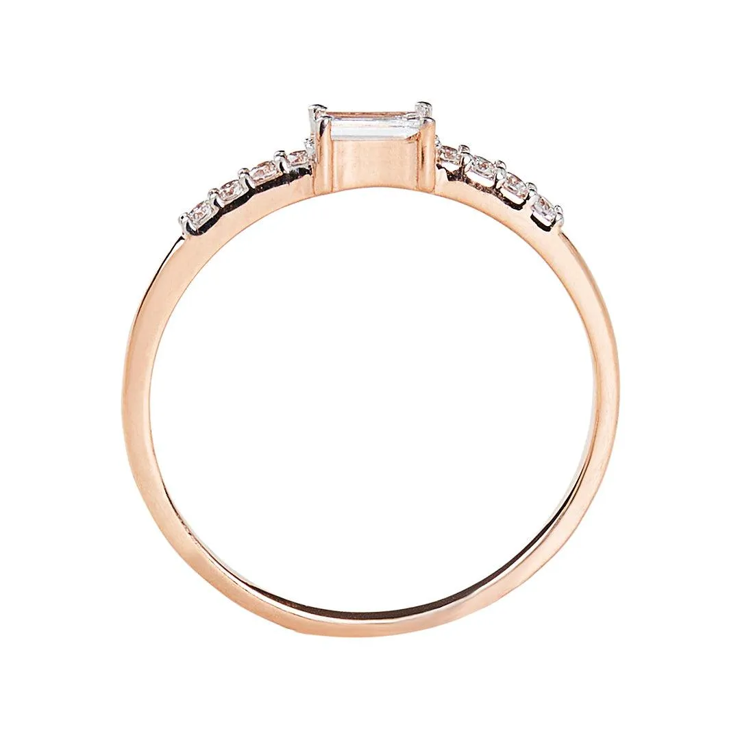 Diamond Baguette Engagement 10kt Rose Gold Ring