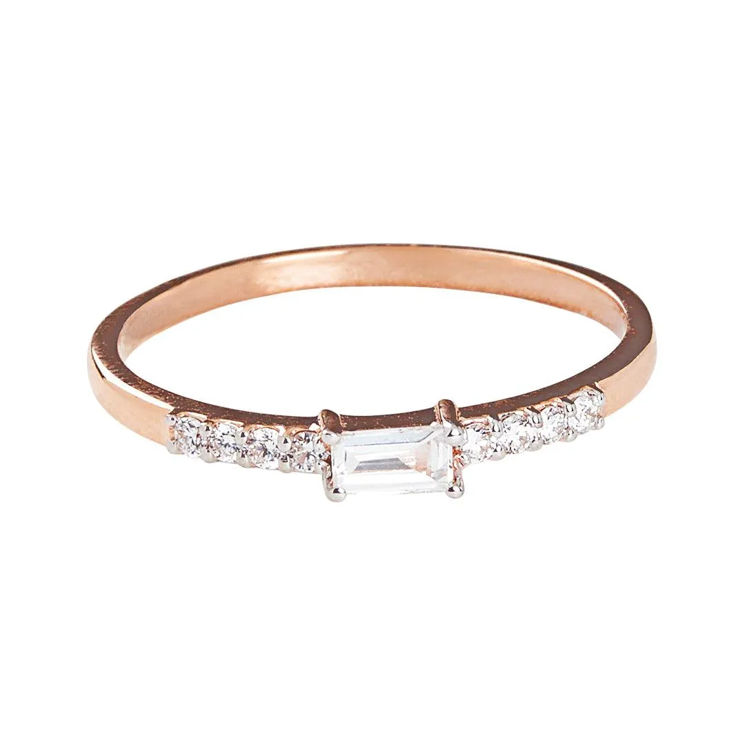 Diamond Baguette Engagement 10kt Rose Gold Ring