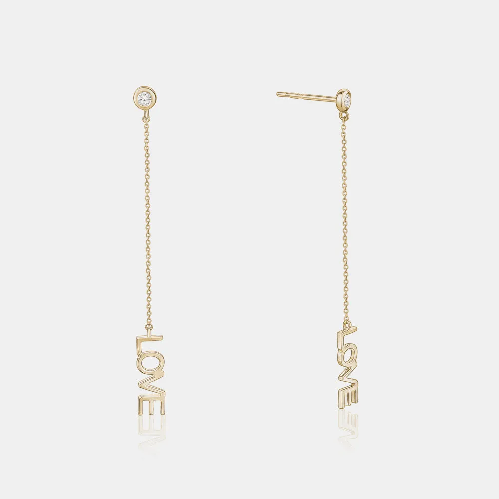 Diamond Love Chain Earrings