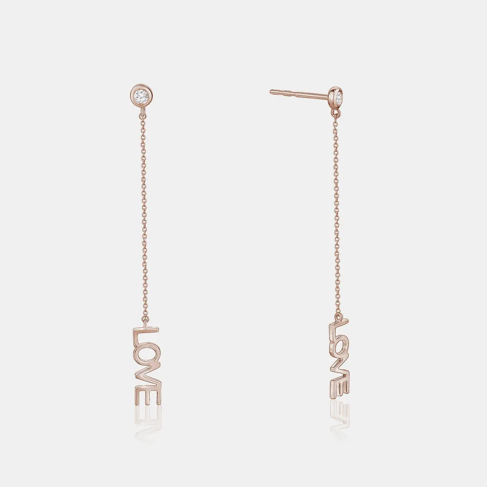 Diamond Love Chain Earrings