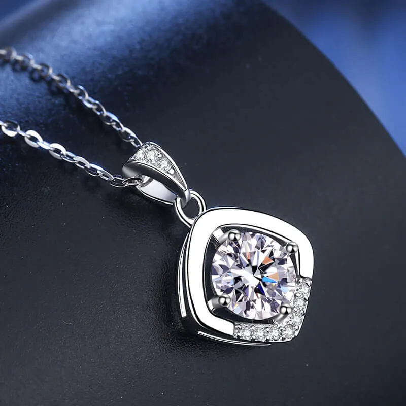 Diamond Square Wrapped Moissanite Necklace