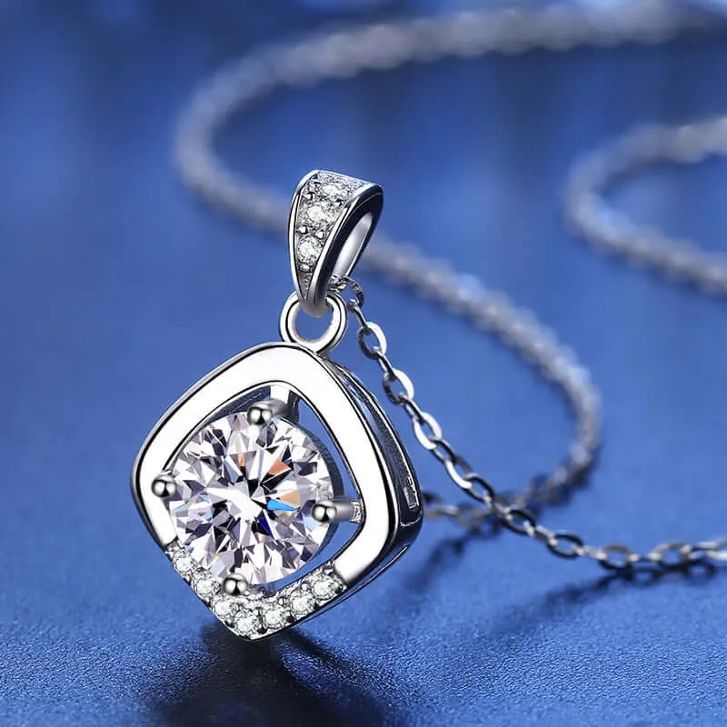 Diamond Square Wrapped Moissanite Necklace