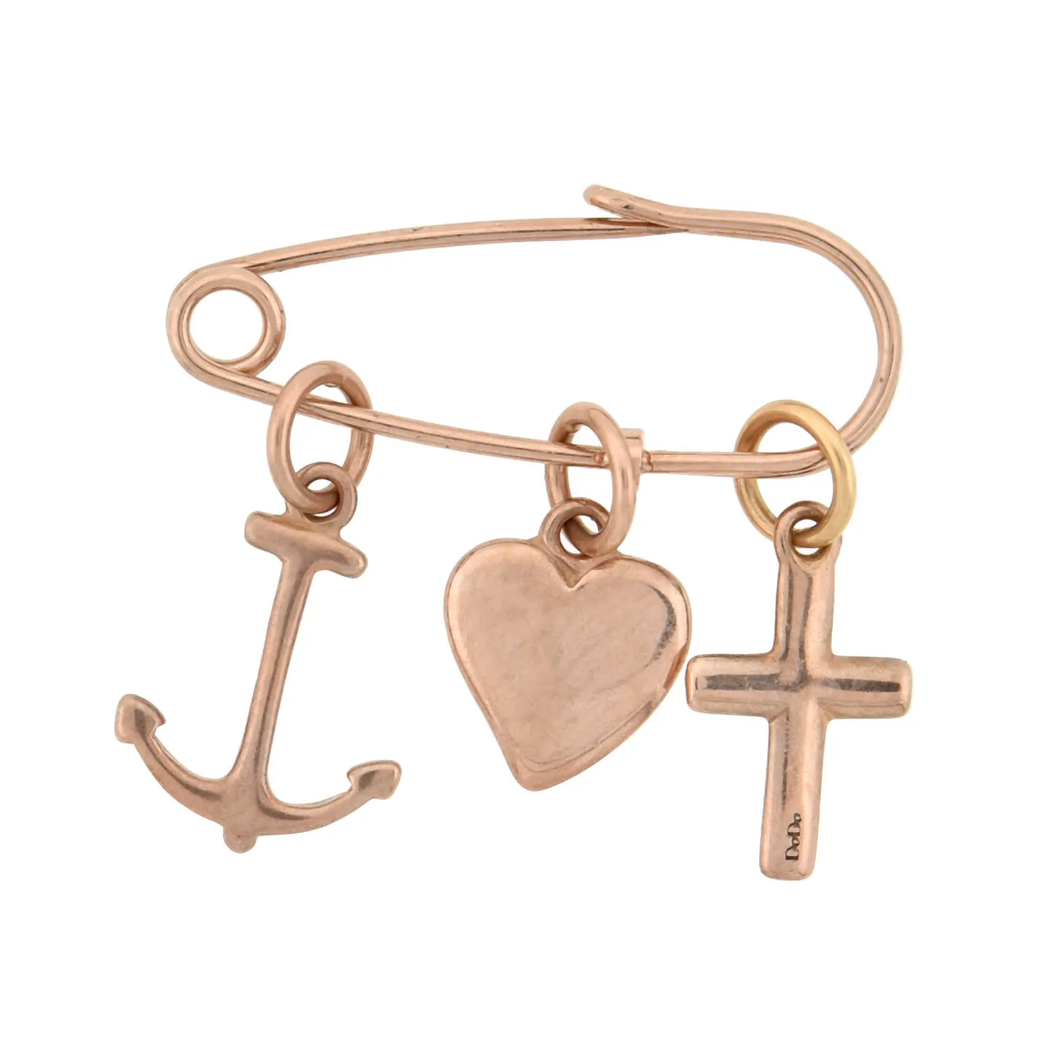 DODO Estate 9kt Rose Gold "Faith, Hope & Charity" Charm Pin