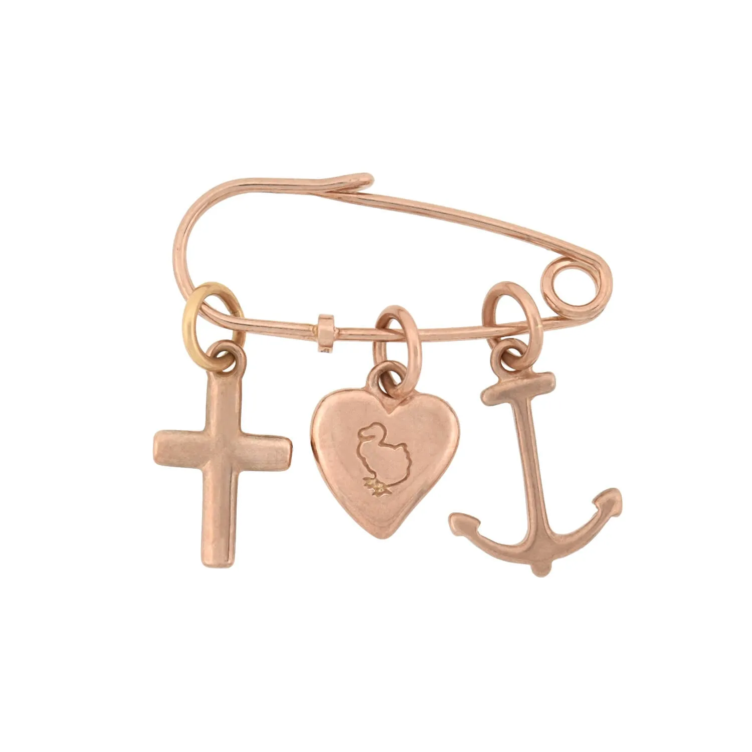 DODO Estate 9kt Rose Gold "Faith, Hope & Charity" Charm Pin