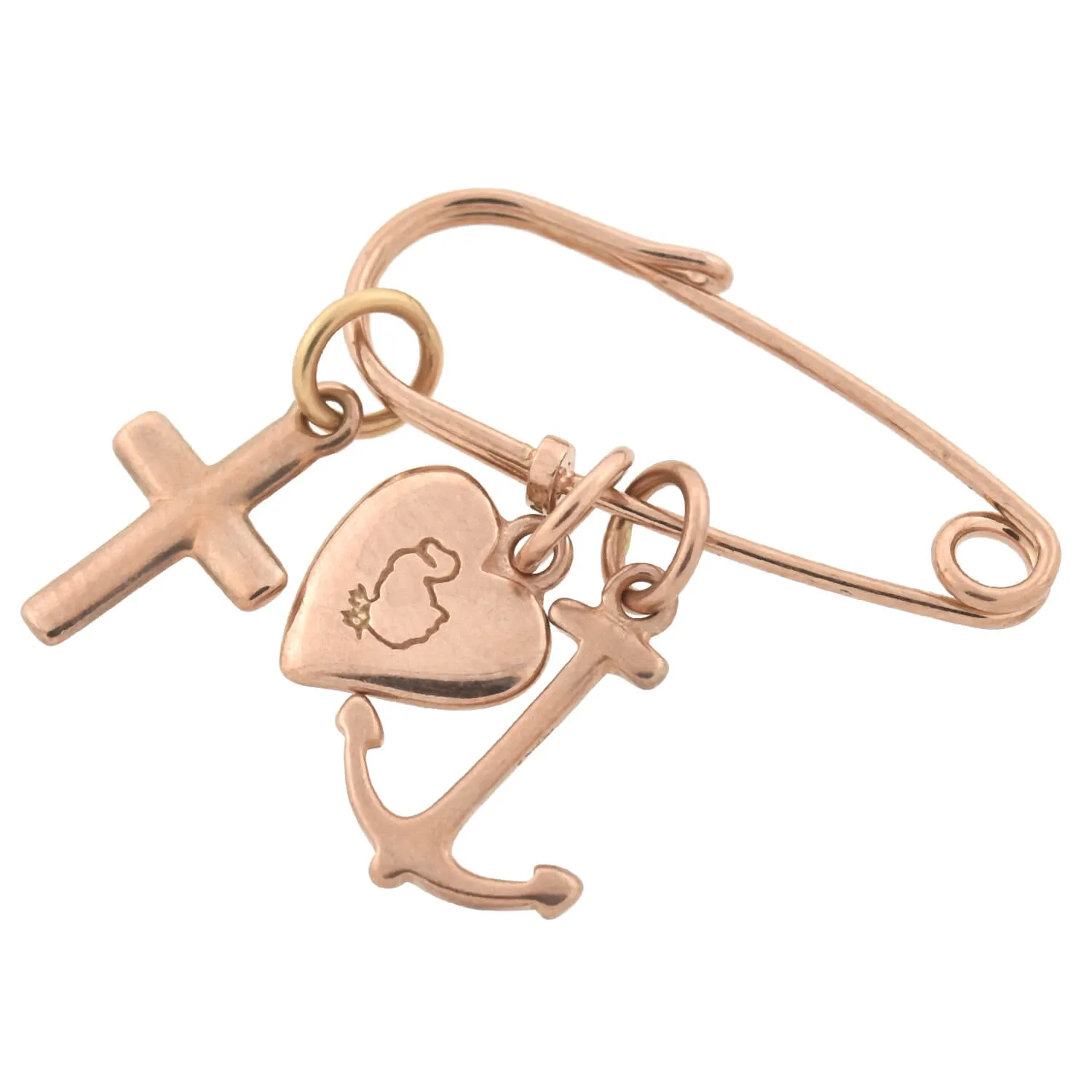 DODO Estate 9kt Rose Gold "Faith, Hope & Charity" Charm Pin