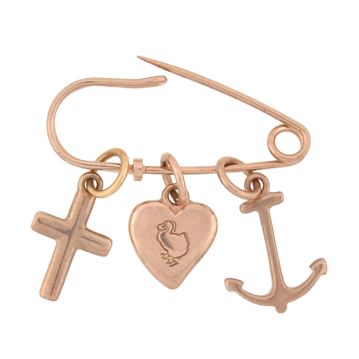 DODO Estate 9kt Rose Gold "Faith, Hope & Charity" Charm Pin