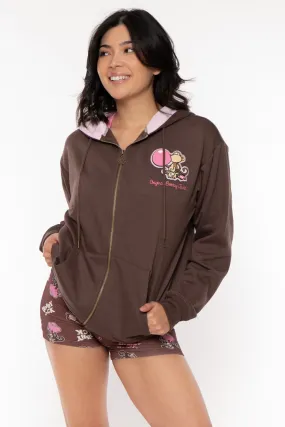 Don't Burst - Bobby Jack Oversized Premium Zip Hoodie - Brown