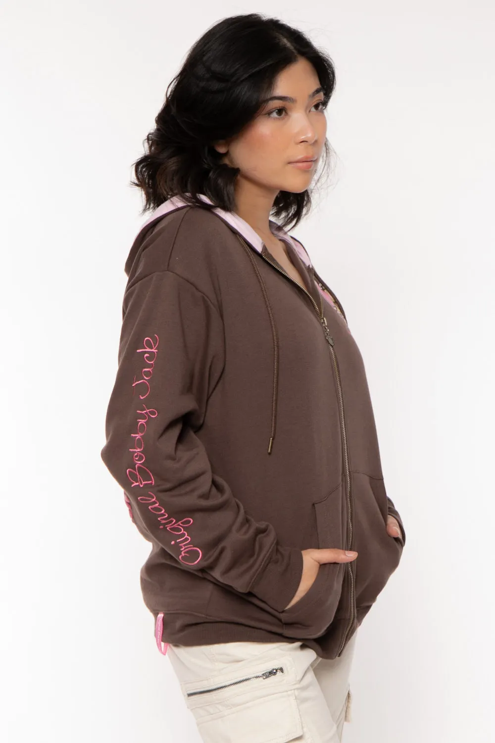 Don't Burst - Bobby Jack Oversized Premium Zip Hoodie - Brown