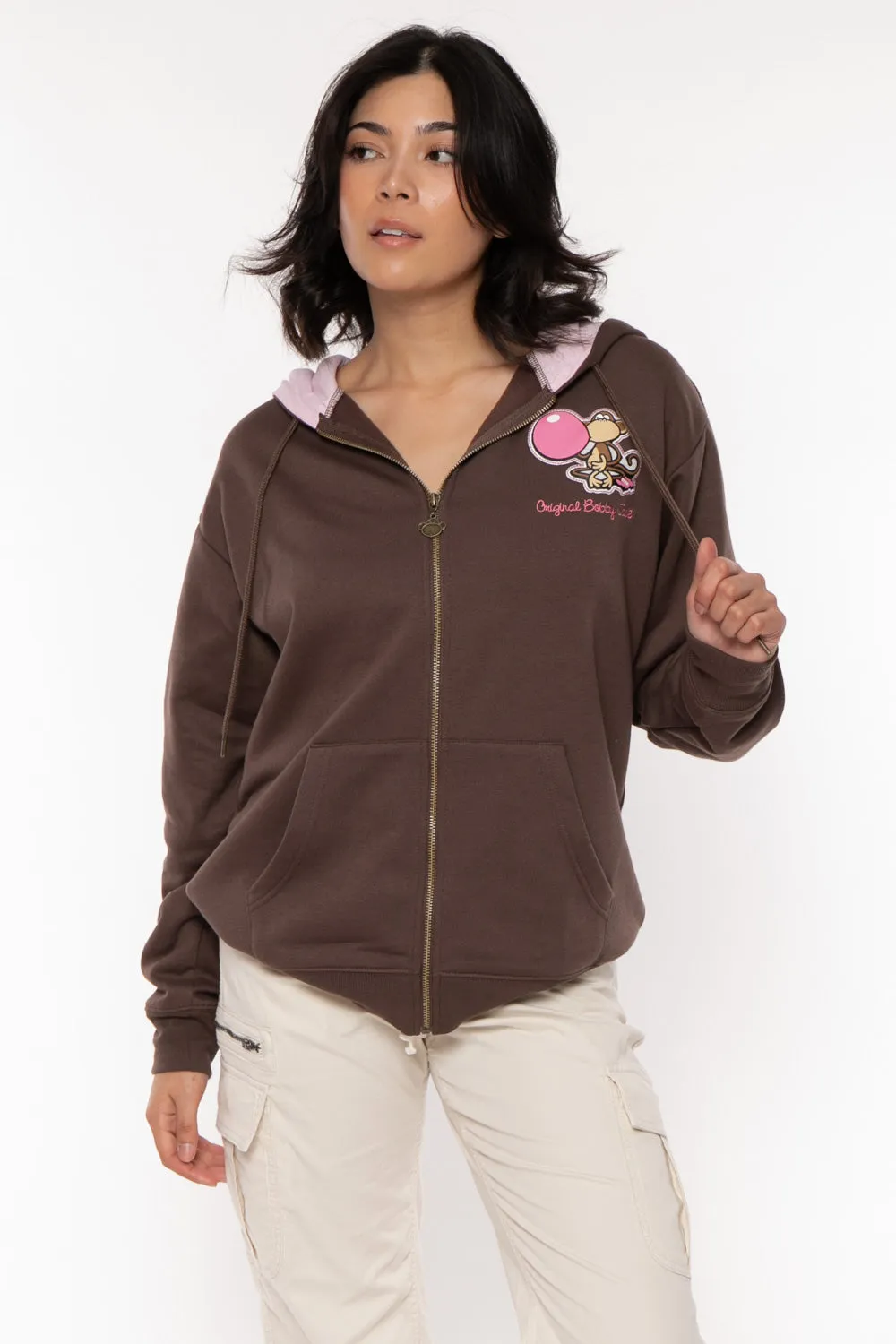 Don't Burst - Bobby Jack Oversized Premium Zip Hoodie - Brown