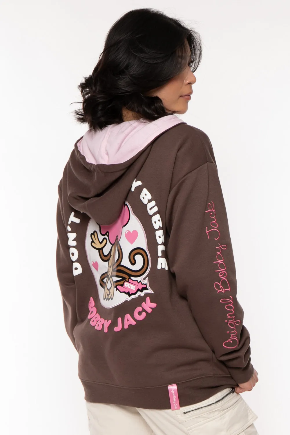 Don't Burst - Bobby Jack Oversized Premium Zip Hoodie - Brown