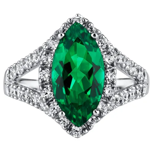 Emerald Marquise Cut Sterling Silver Ring Size 6