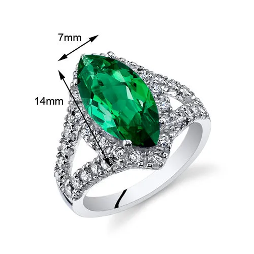 Emerald Marquise Cut Sterling Silver Ring Size 6