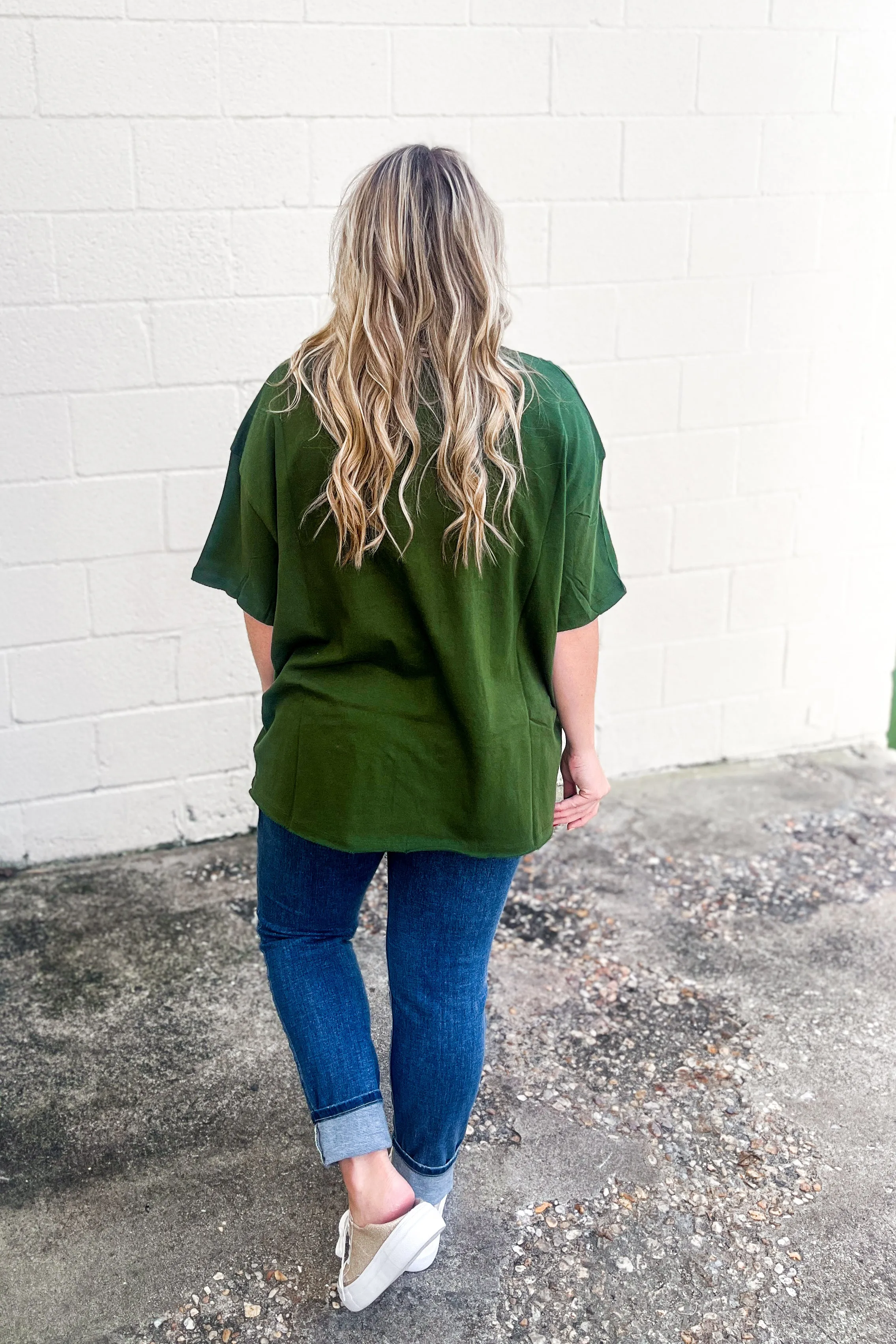 Emma Oversized Boyfriend Top, Army Green