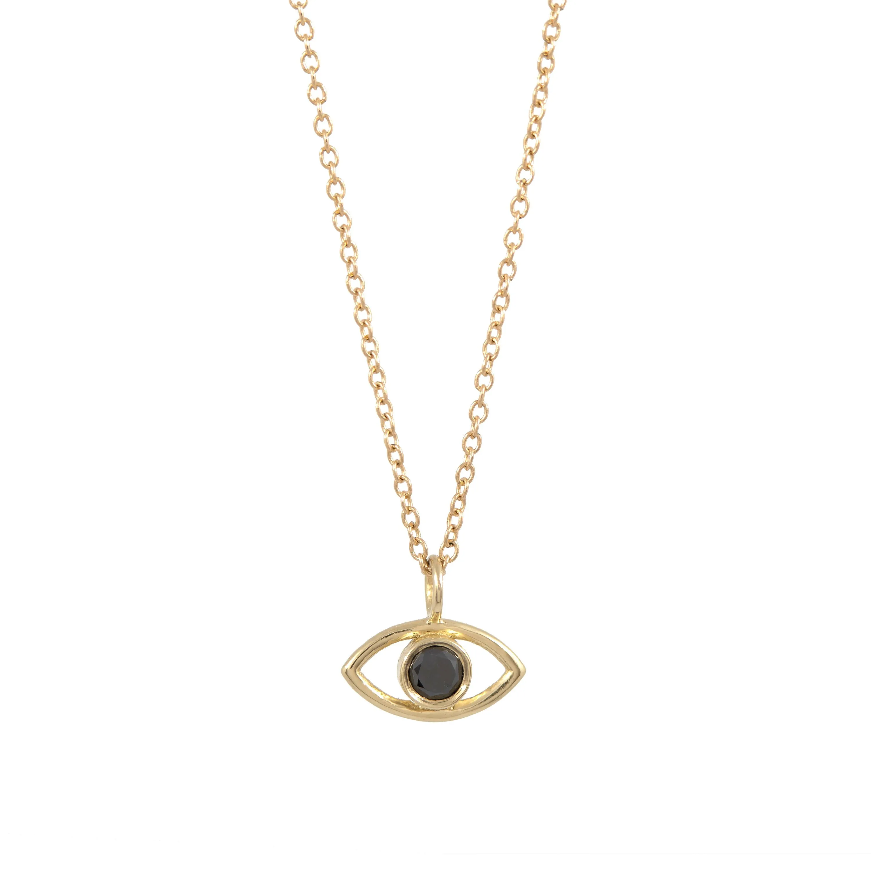 Evil Eye Diamond Necklace - 14K Yellow Gold