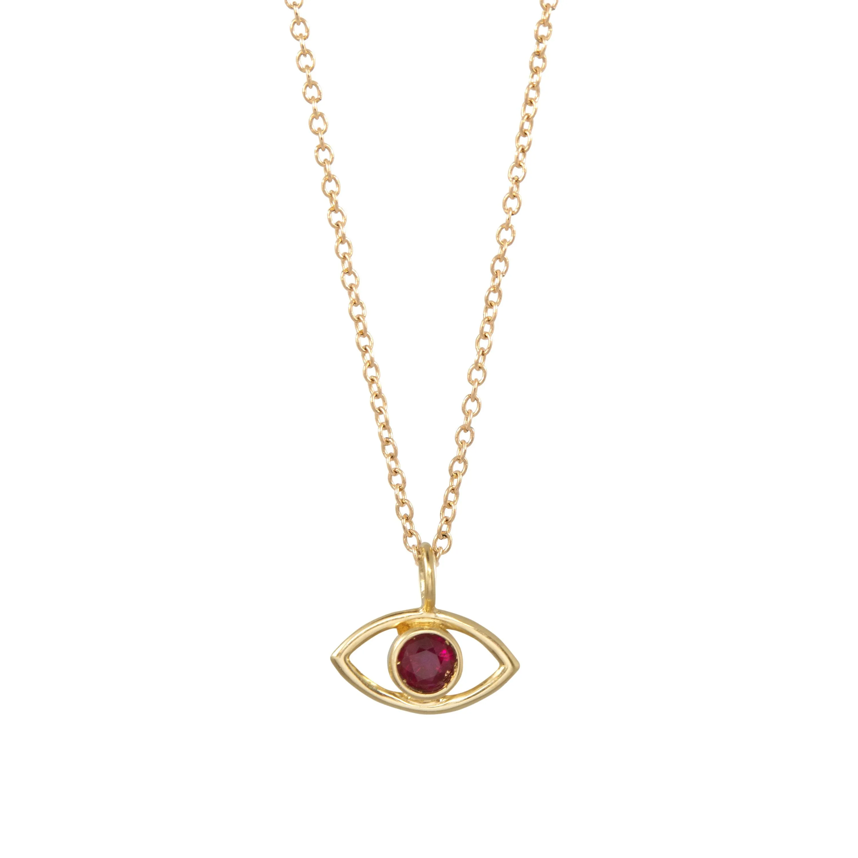 Evil Eye Diamond Necklace - 14K Yellow Gold